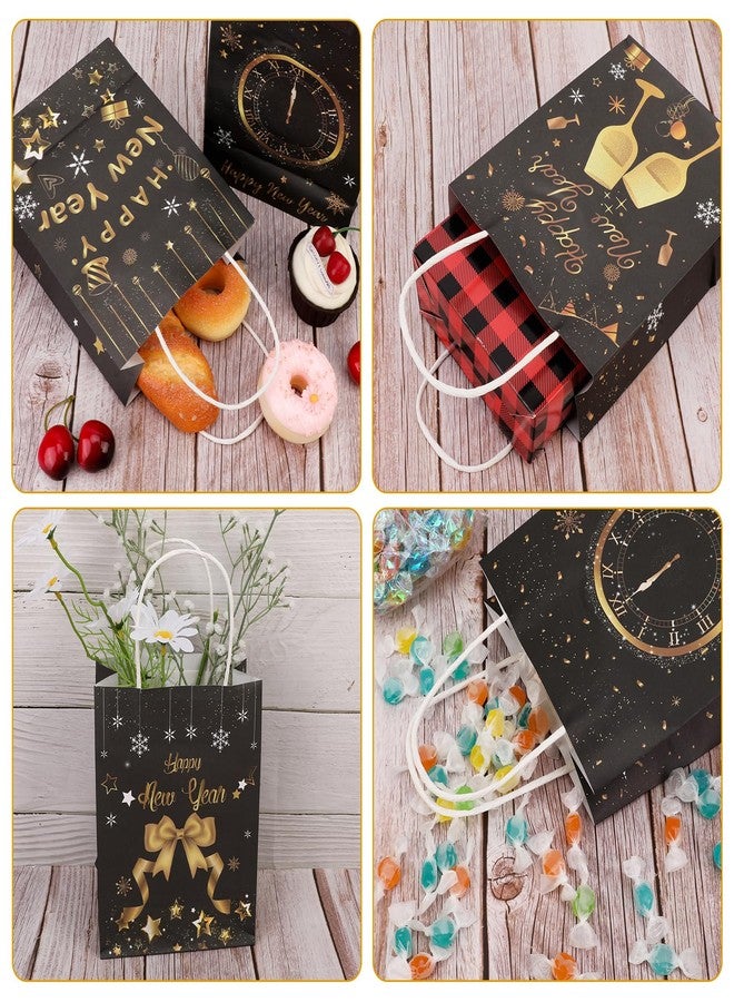 Konsait 16 Pack New Year Gift Bags, Black and Gold Happy New Years Eve Gift Bags with Handle, 2026 New Years Party Supplies - Image 4